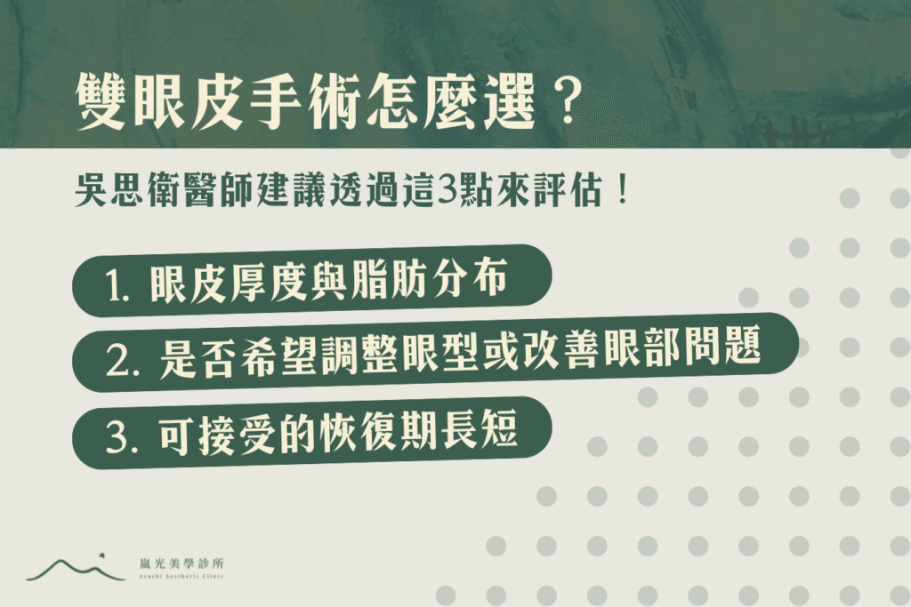 雙眼皮手術怎麼選？吳思衛醫師建議透過這3點來評估！